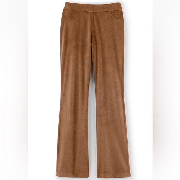 Soft Surroundings Womens NEW Faux Suede Pants Size 18 Bootcut Pull On - Picture 1 of 13